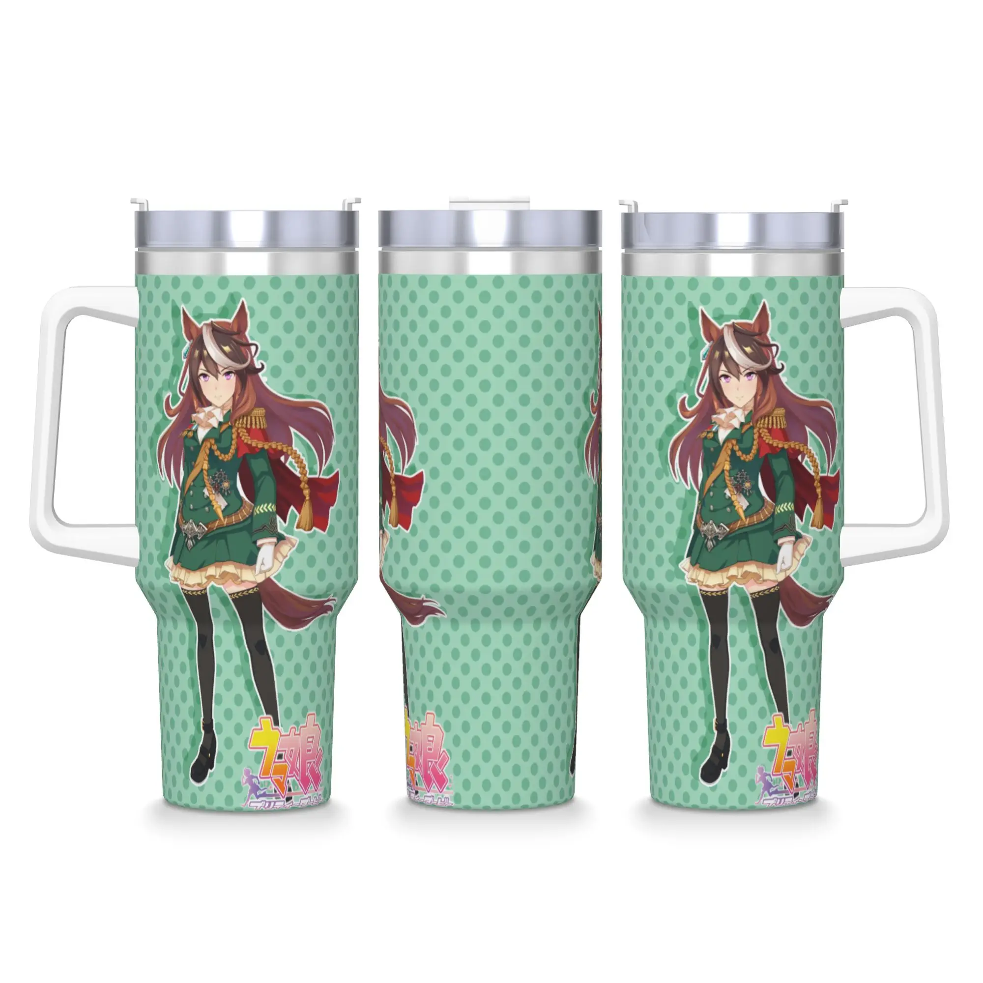 Stainless Steel Tumbler Symboli Rudolf UmaMusume Pretty Derby Car Mugs With Straws Beach Cold Drink Water Bottle 40oz Coffee Mug