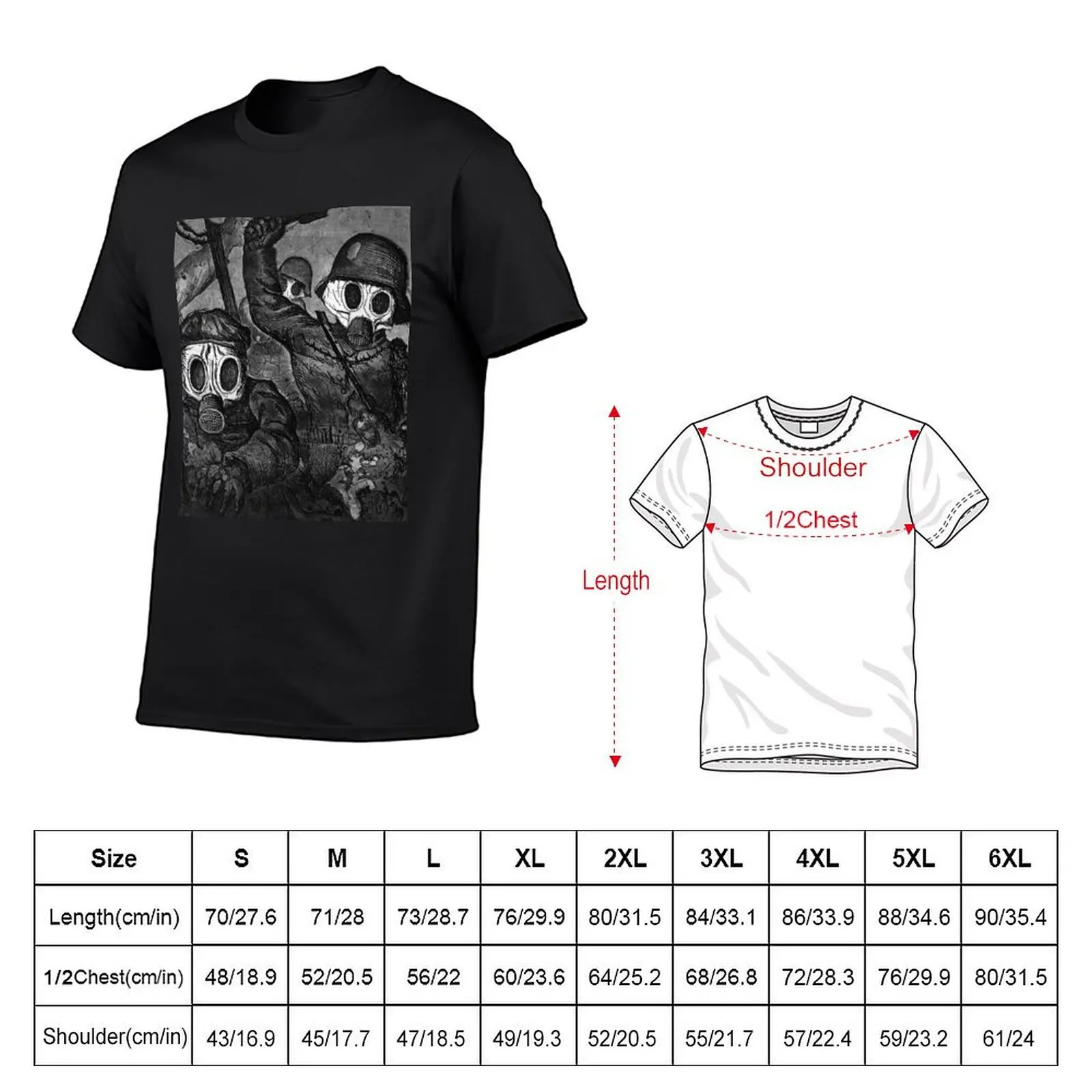 Stormtroopers Advancing Under Gas, by Otto Dix T-Shirt blacks Short sleeve tee t shirts for men pack image 5
