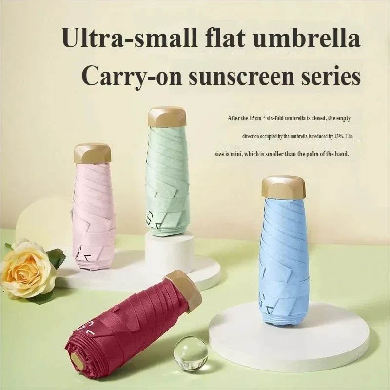 1pcs Low Price Promotion Mini Sun Umbrella Pocket Rain Umbrella Vinyl Folding UV Ultraviolet Protection Sun Shade Pocket Parasol