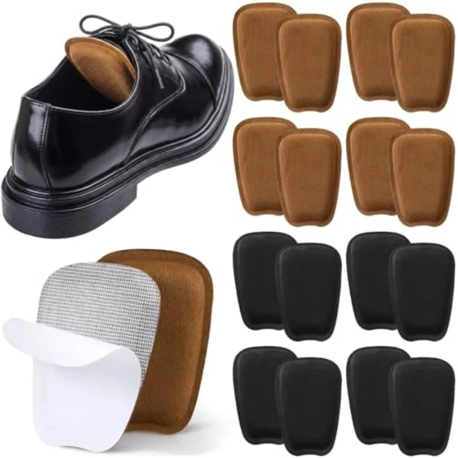 

8 Pairs Shoe Tongue Pads Soft Suede Leather Self Adhesive Non Slip Cushion Inserts to Fills Instep Space Handmade Elastic Foam