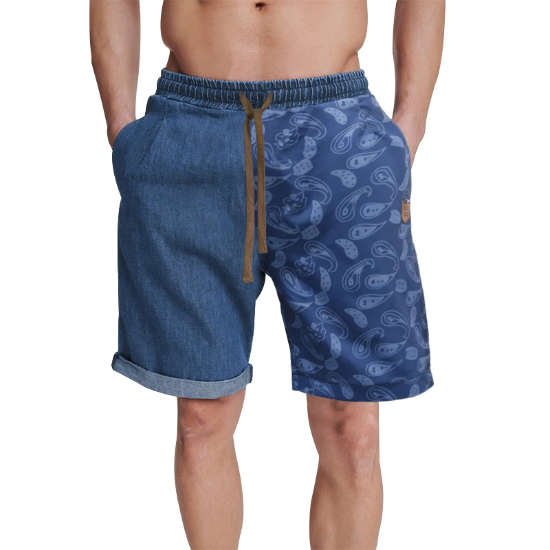 Cross-border Europe and the United States new men's printed shorts loose beach pants casual sports five quarter pants