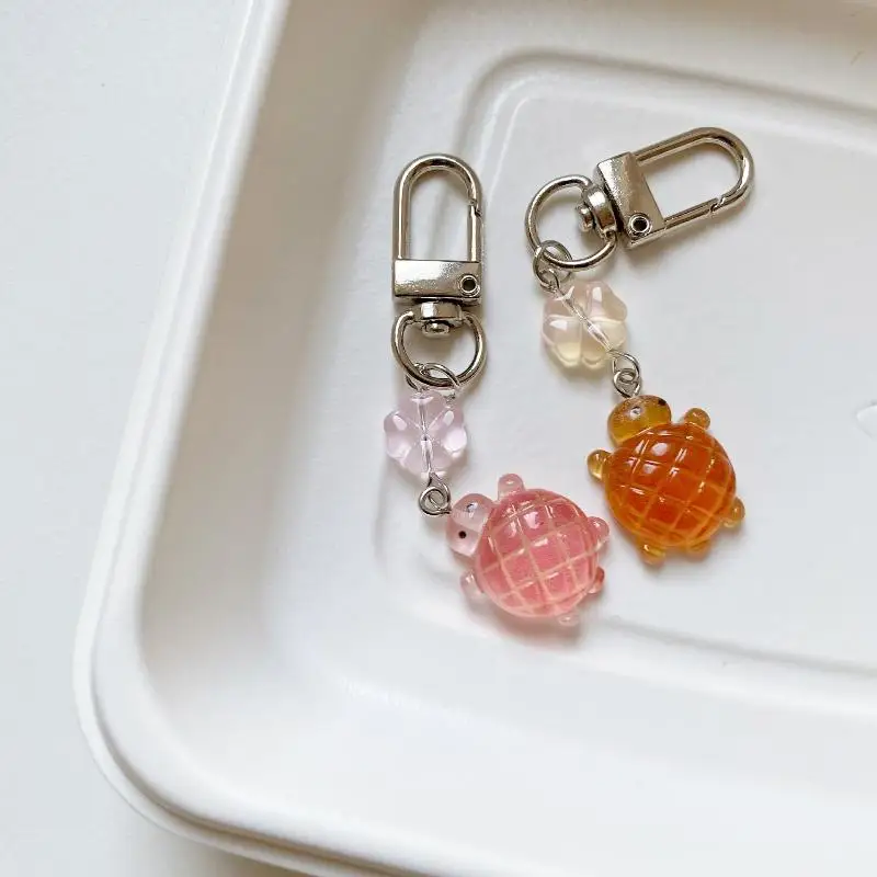 Colorful Jelly Pineapple Turtle Keychains Drip Gum Retro Pendant Keyring Hanging Ornament Accessories Gift No Break Cute Fun