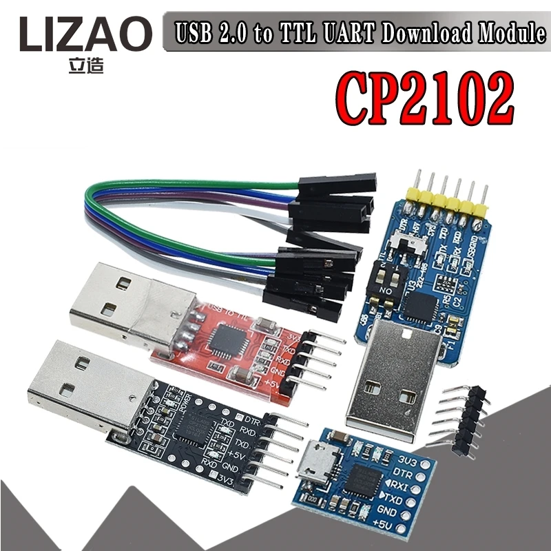 LIZAO CP2102 USB 2.0 to UART TTL 5PIN Serial Converter Module, Replace FT232 CH340 PL2303 for STC Download