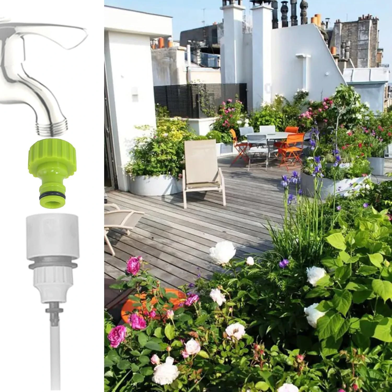 5 قطع من موصلات خرطوم سريعة، محول صنبور 3/4 بوصة لري الحديقة، موصل صنبور مياه ملولب #5