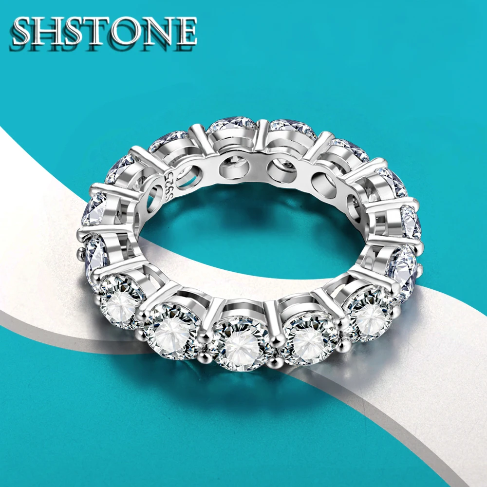 

SHSTONE 0.5ct Moissanite Ring s925 Sterling Sliver D VVS1 Round Cut Lab Diamond Rings For Women Wedding Bands Engagement Jewelry