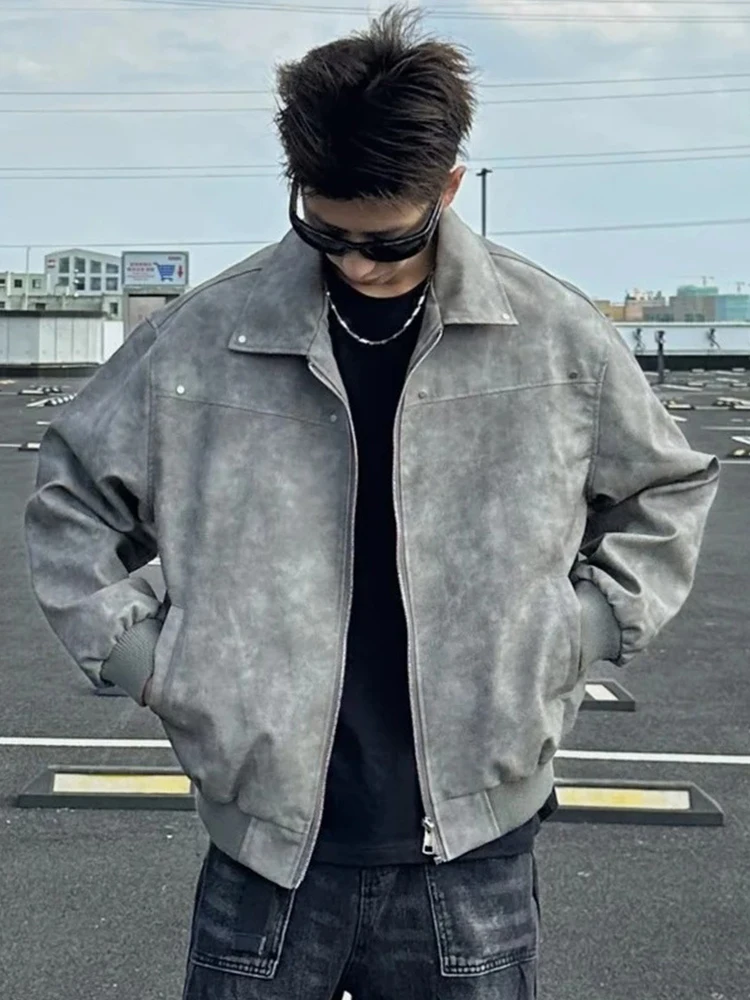 

American Retro Loose Casual Leather Jaet Men's Spring Autumn New Trendy Brand Haome Versatile Couple's Jaet