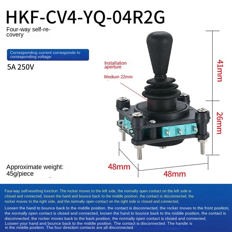 Monolever-Joystick-Schalter mit Druckknopf, 2 4 8-Wege-Reset, kurzzeitige Kippschalter, Kreuzwippschalter CV4-YQ-04R2G, einfach zu bedienen