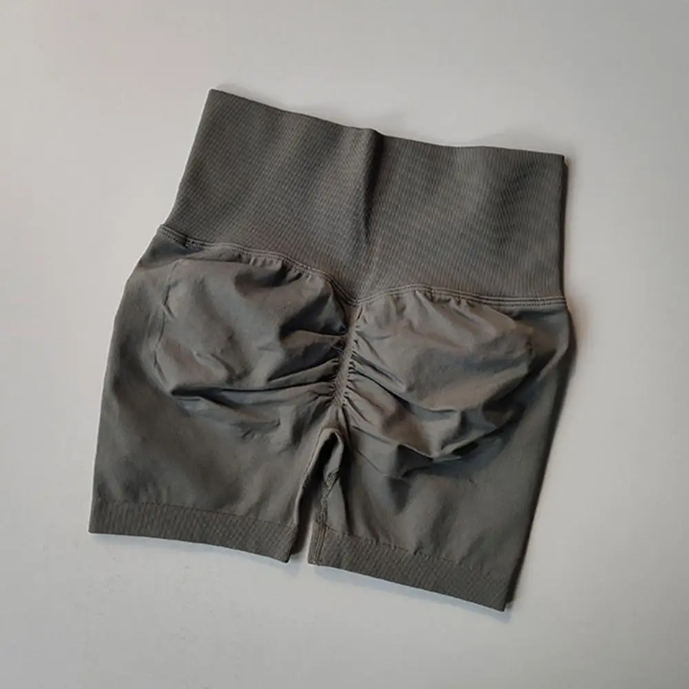 Женские спортивные шорты с высокой талией Спортивные шорты для йоги для женщин Шорты для бега с рюшами Персиковый подъемный дизайн для женщин