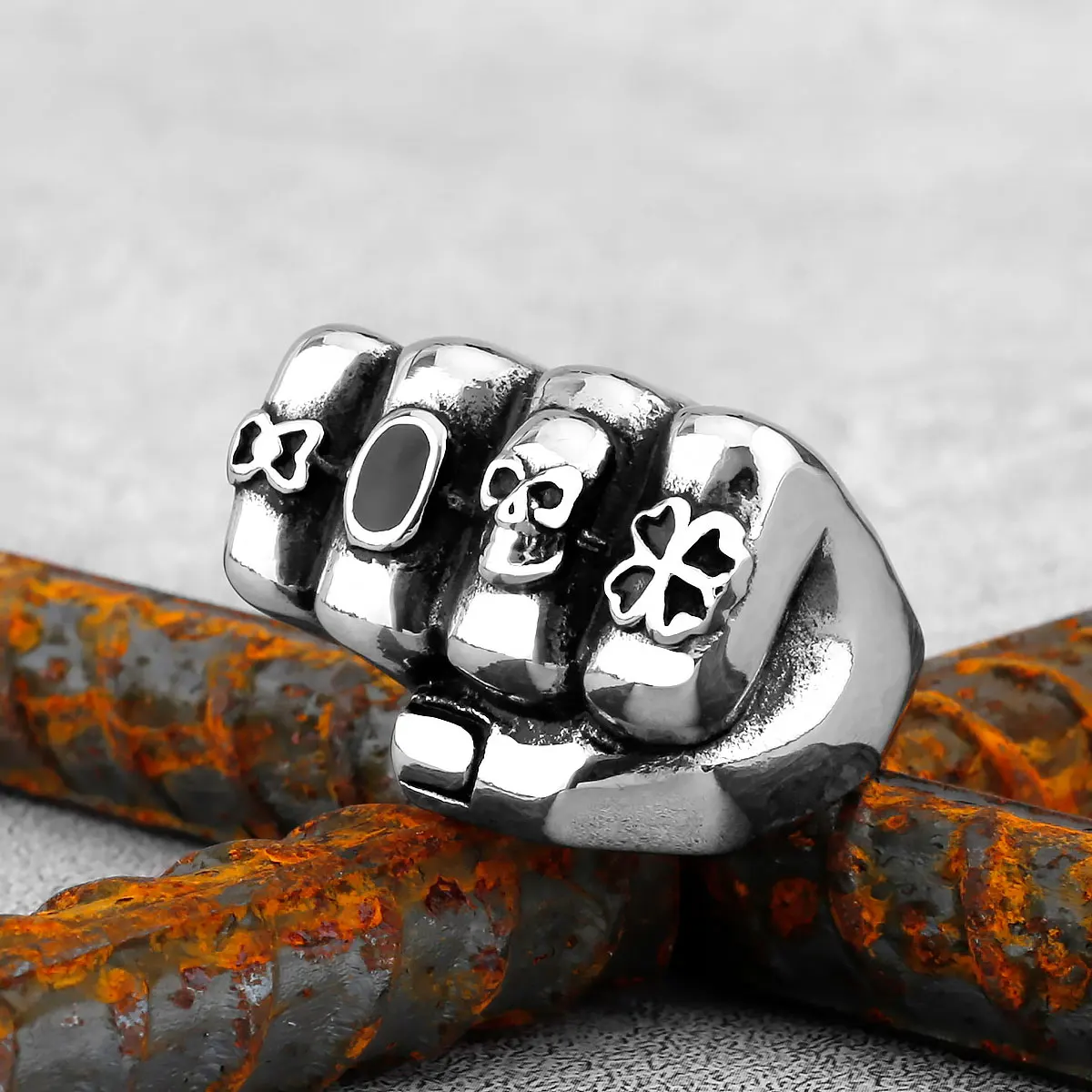 Skull/Animals Gothic Punk Satanic Devil Ring Vintage Steampunk Men\'s Stainless Steel Viking Ring Hiphop Motorcycle Biker Jewelry