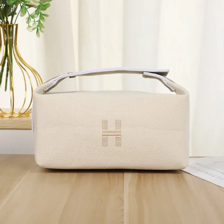 

2025 Korean Style Waterproof Canvas Cosmetic Bag Large Capacity Portable Travel Makeup Toiletry Bag for Women Everyday