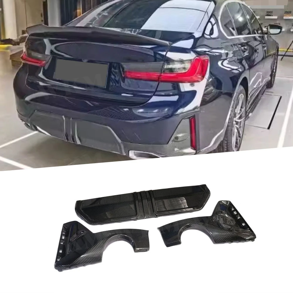 

Dry Carbon Fiber Car Rear Diffuser With Side Splitters Body Kit Car Styling Accessories For BMW 3 Series G20 G21 G28 LCI 2023+