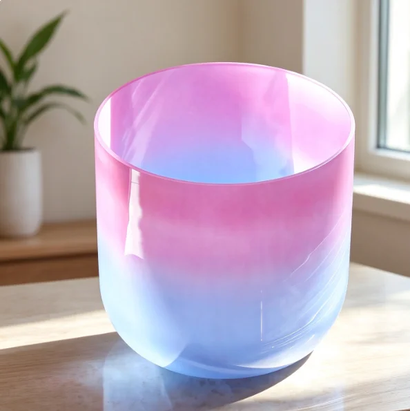 High Quality Thickened Crystal Bowl Pink Blue Gradient Alchemy Singing Bowl for Healing And Meditation