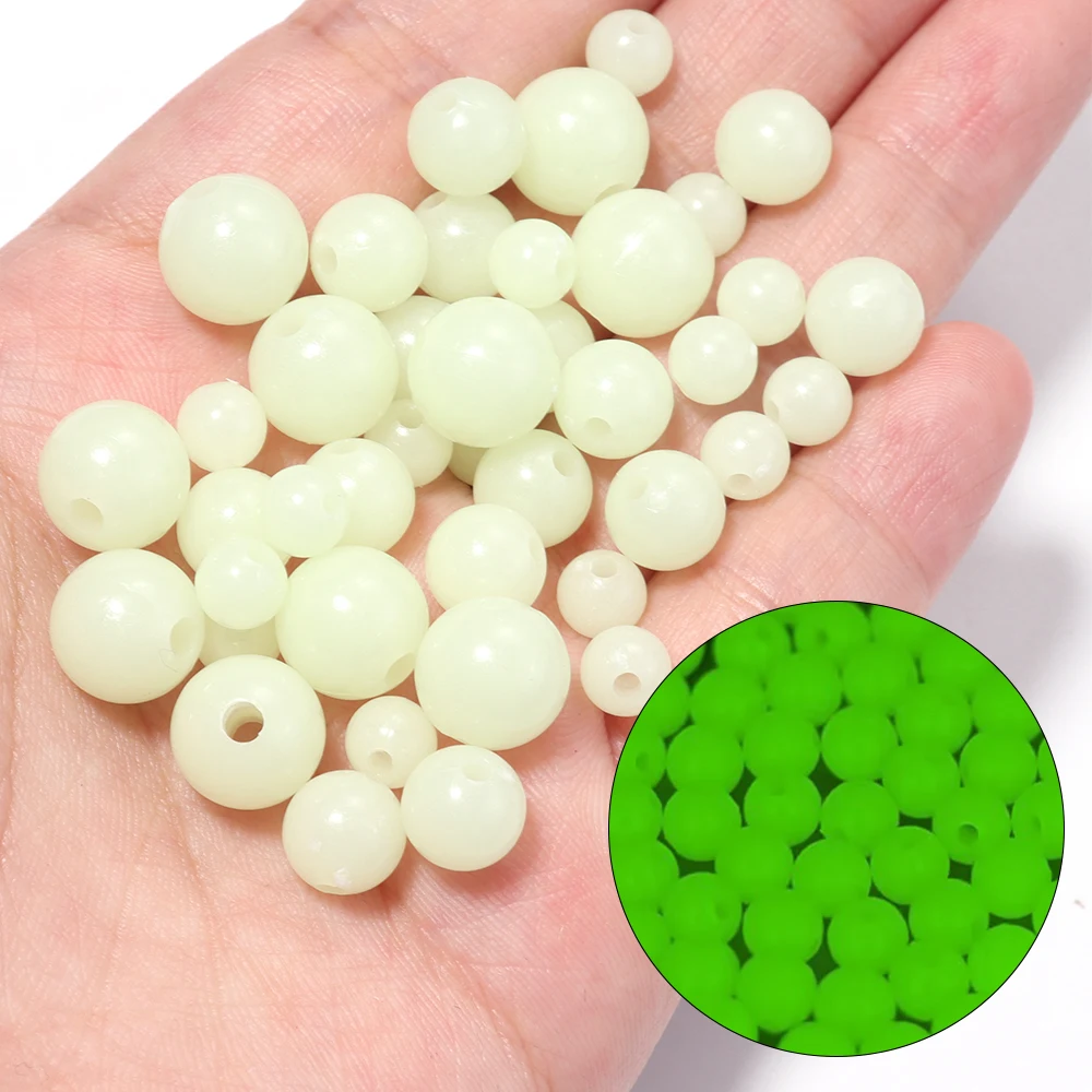 100pcs/lot 6/8/10mm Round Luminous Acrylic Beads Glow In The Dark Bead Loose Spacer Beads For DIY Jewelry Making Findings