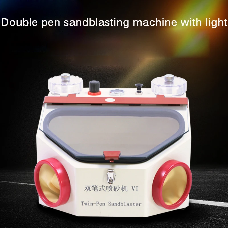 Dental Double Pen Sandblasting Box Sutomatic Glass Sandblaster Portable Manual Sandblasting Machine