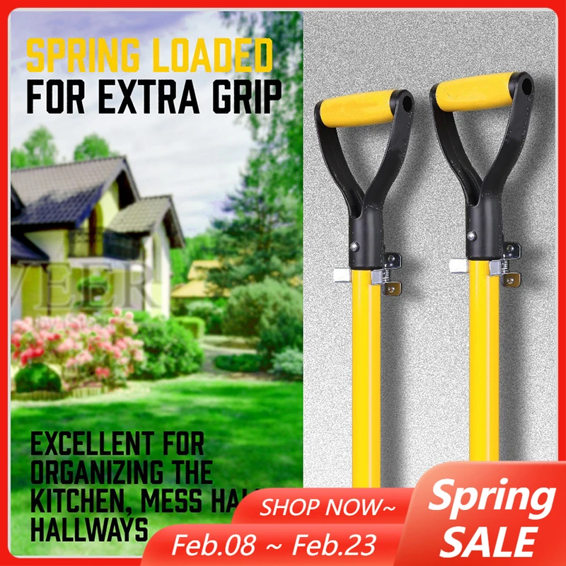 

10PCS Metal Spring Clip Shovel Holder for Garage Garden Tool Wall Storage Hook Outdoor Mop Buckle Tool Organizer