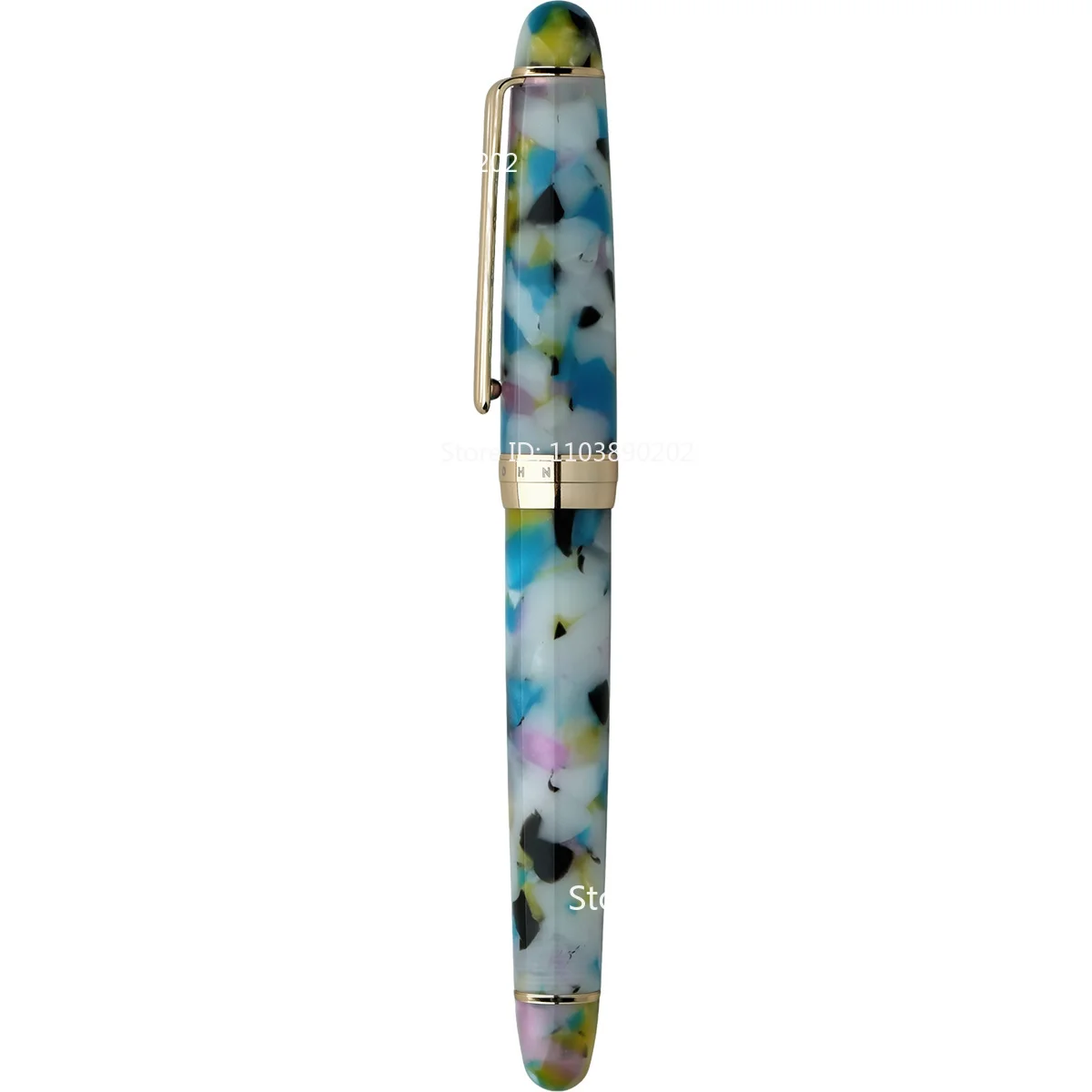 MAJOHN S7 Sugar Colorful Resin Fountain Pen 6# Iridium EF/F Nib Colored Writing Ink Pen with Gold Plated School Office Practice