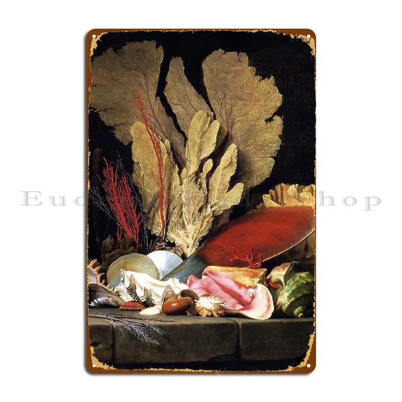 Still Life With Tuft Of Marine Plants Shells And Corals 1769 Anne Vallayer Coster Metal Plaque Cinema Tin Sign Poster