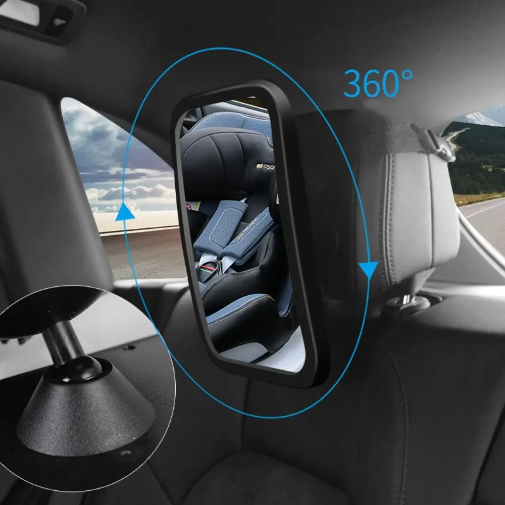 360° Rotation Baby Car Mirror Adjustable Wide Angle Baby Mirror Rear View Universal Square Mirror for Baby in Car
