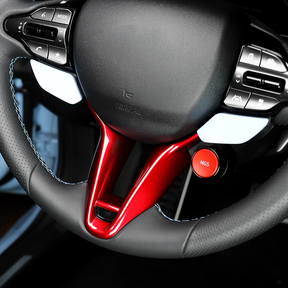 Carbonfaser-Stil Lenkradrahmenabdeckung Zierleiste Innenraumzubehör LHD/RHD für Hyundai Veloster N 2019-2023 Kona N I30N – Detail 21