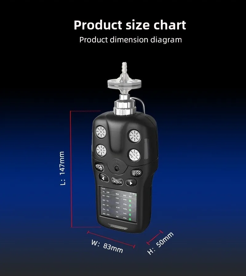 Portable composite gas detector oxygen carbon monoxide four-in-one gas detector