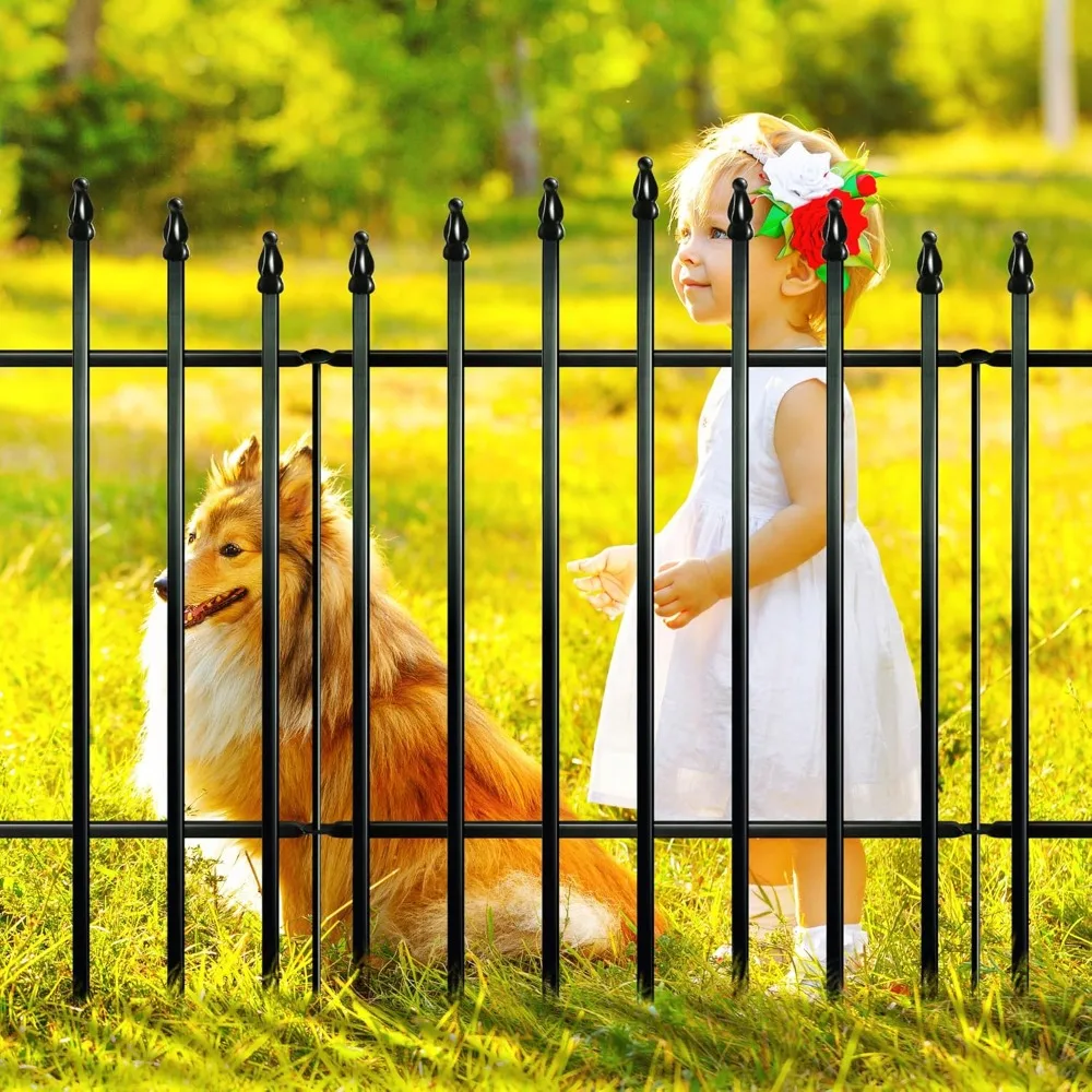 

Устойчивый к ржавчине металлический садовый забор, 36 высот x 28 ширины, 5 панелей, длина 11,6 футов, барьер для животных, декоративная ограждение без цифри для домашних животных