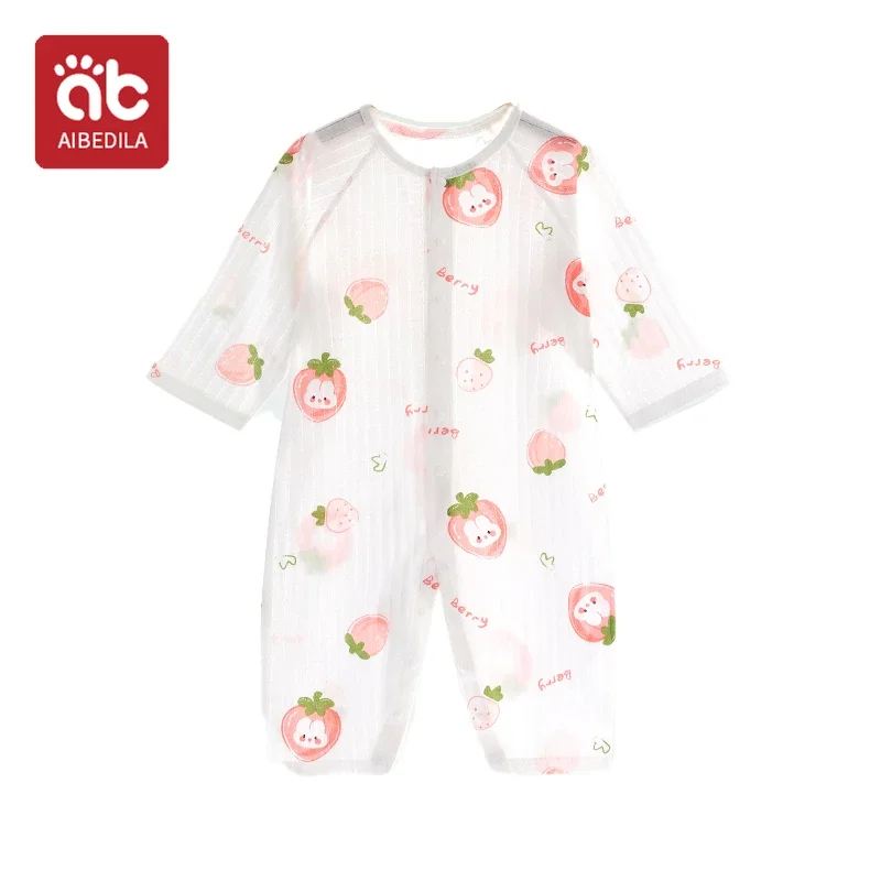 AIBEDILA Baby Boy Romper Summer Wear Infant Bebe Thin Pajamas Short Sleeve Jumpsuit Ribbed Clothes Knitted Stretch Girl Outfits