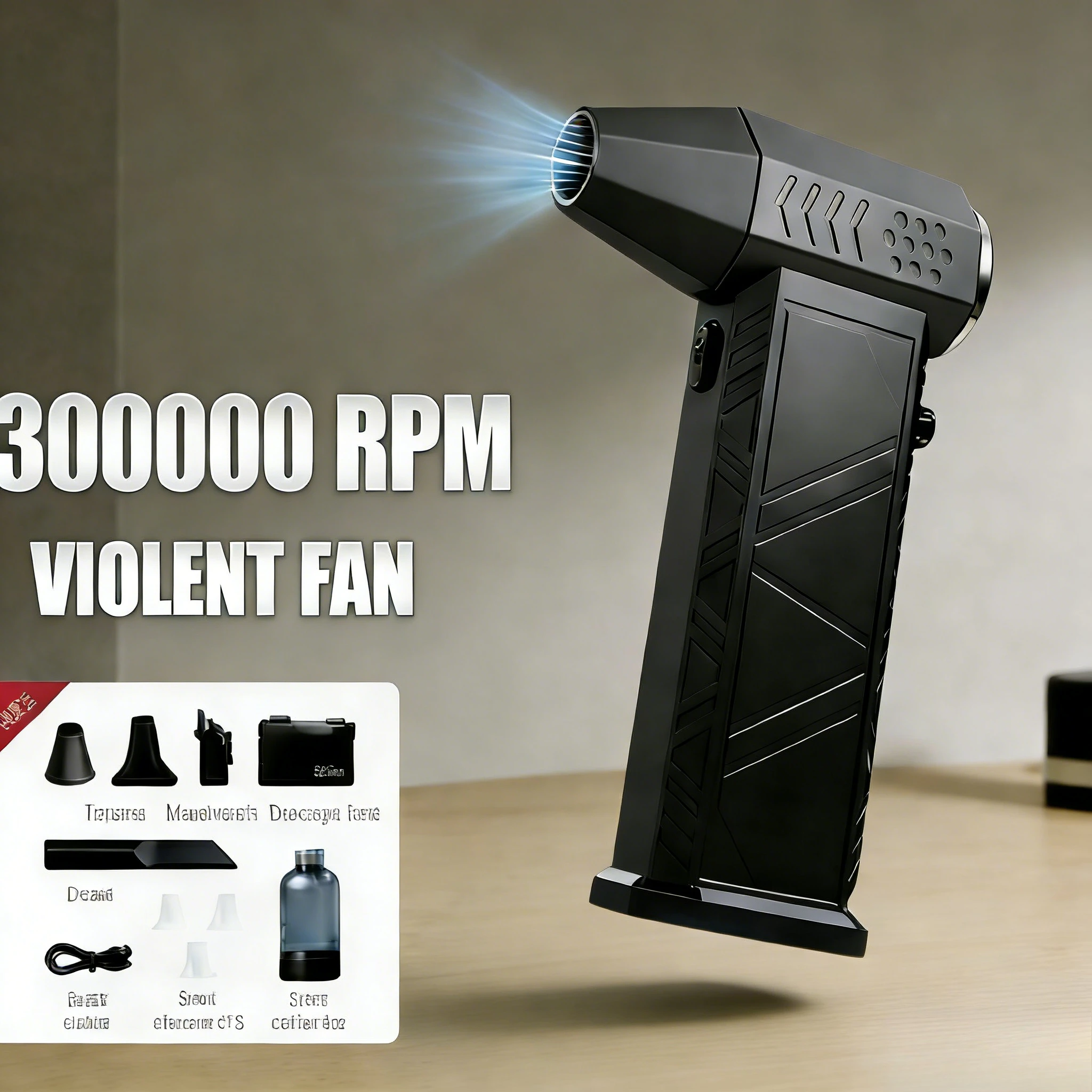 

2-in-1 Air Duster Vacuum Cleaner X9 300000RPM Turbo Jet Blower for PC Car Household