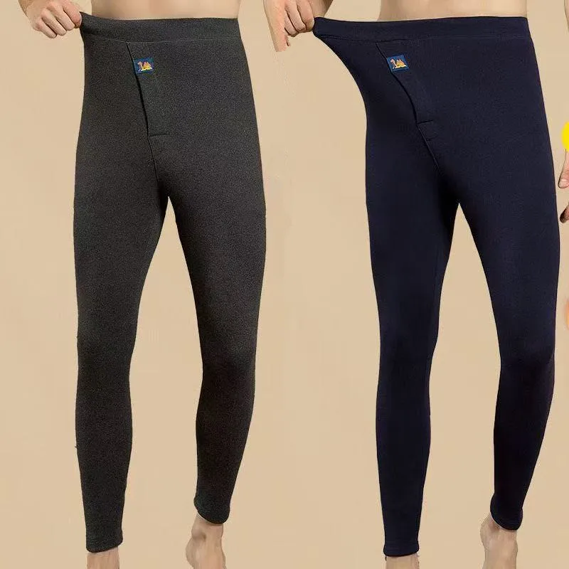 

Зимнее мужское теплое термобелье, утолщенные осенние брюки, эластичные однотонные мягкие защитные наколенники на талии, большой размер 7XL
