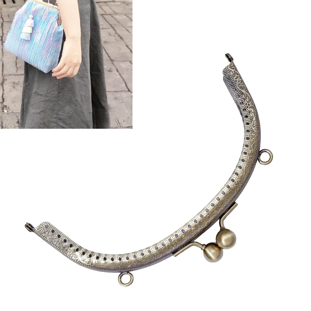 1 Piece 15.5/20/20.5CM Size Double Bead Semicircular Metal Purse Frame Kiss Clasp Clutch DIY Bag Accessory