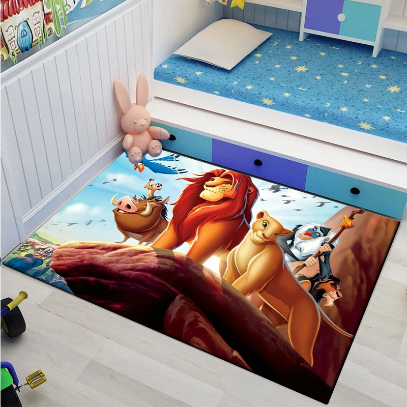 Alfombras de área grande con dibujos animados de Disney, El Rey León, alfombras para el hogar, sala de estar, dormitorio de niños, sofá, felpudo,