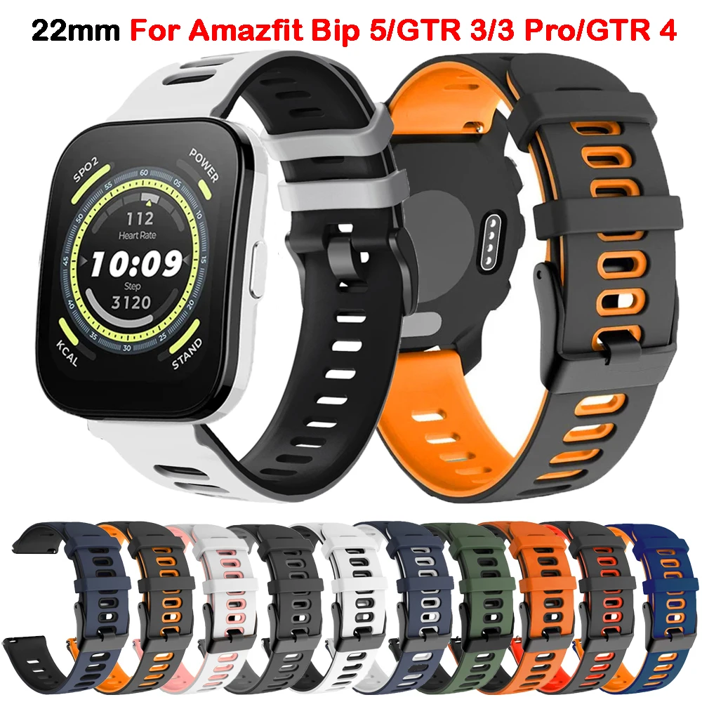 22mm Watch Band For Amazfit Bip 5/GTR 47mm/GTR 4/GTR3/Cheetah Pro Silicone Bracelet GTR 3 Pro Limited Edition Strap Wristband