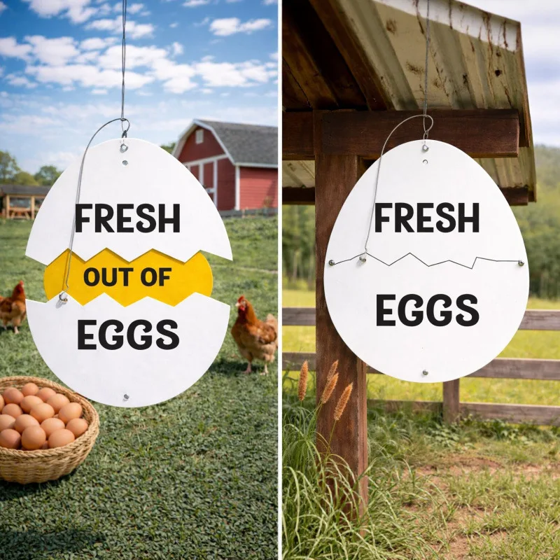 Farm Fresh Eggs Metal Sign - Rustic Farmhouse Decor for Coop Front And Back