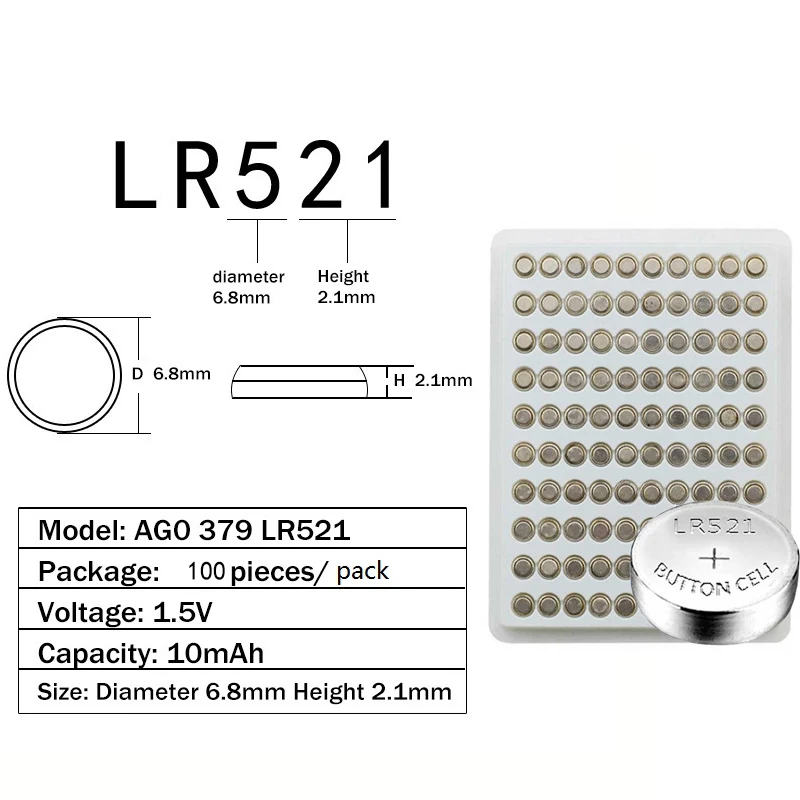 1000pcs ag0 Knopf Batterien lr69 lr521 379a sr521sw d379 Zelle Münze alkalische Batterie 1,55 v v379 sr63 für Uhr Spielzeug Fernbedienung