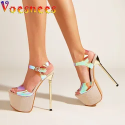 Color-changing Glass Rubber Strip Sandals 2022 New Design Models Shoes For Women Summer Platform Plus Size Sexy High Heels Pumps