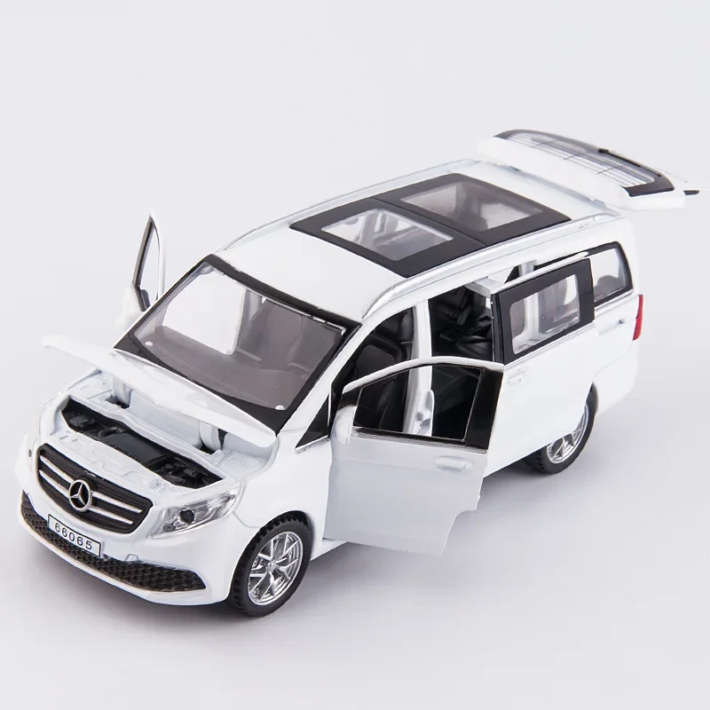 1:32 Mercedes-Benz V260 Business Nanny Car Alloy Car Model Sound And Light Pull Back Boy Toy Car Simulation Car Model Decoration