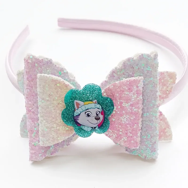 Paw Patrol Skye Baby Shiny Bow Headband Cartoon Cute Girl Newborn Headband Headwear Kids Jewelry Birthday Christmas Party Gift