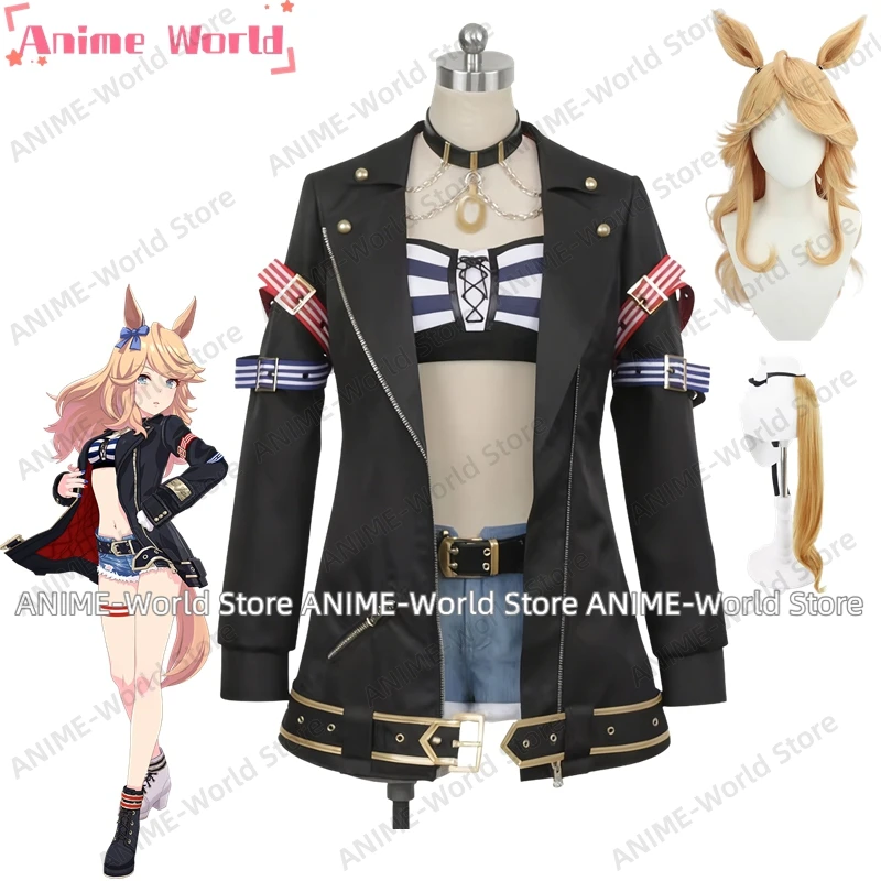 《Tamaño personalizado》Juego de anime Anime Uma musume Pretty Derby Gold City Cosplay Disfraz Vestido Peluca Zapatos Halloween Navidad Uniforme