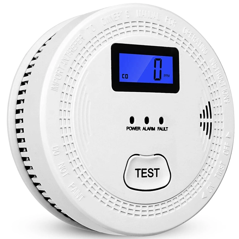 

2 In 1 CO & Smoke Alarm Carbon Monoxide Detectors 85DB In Alarm, For Home And Kitchen,LCD Screen,A