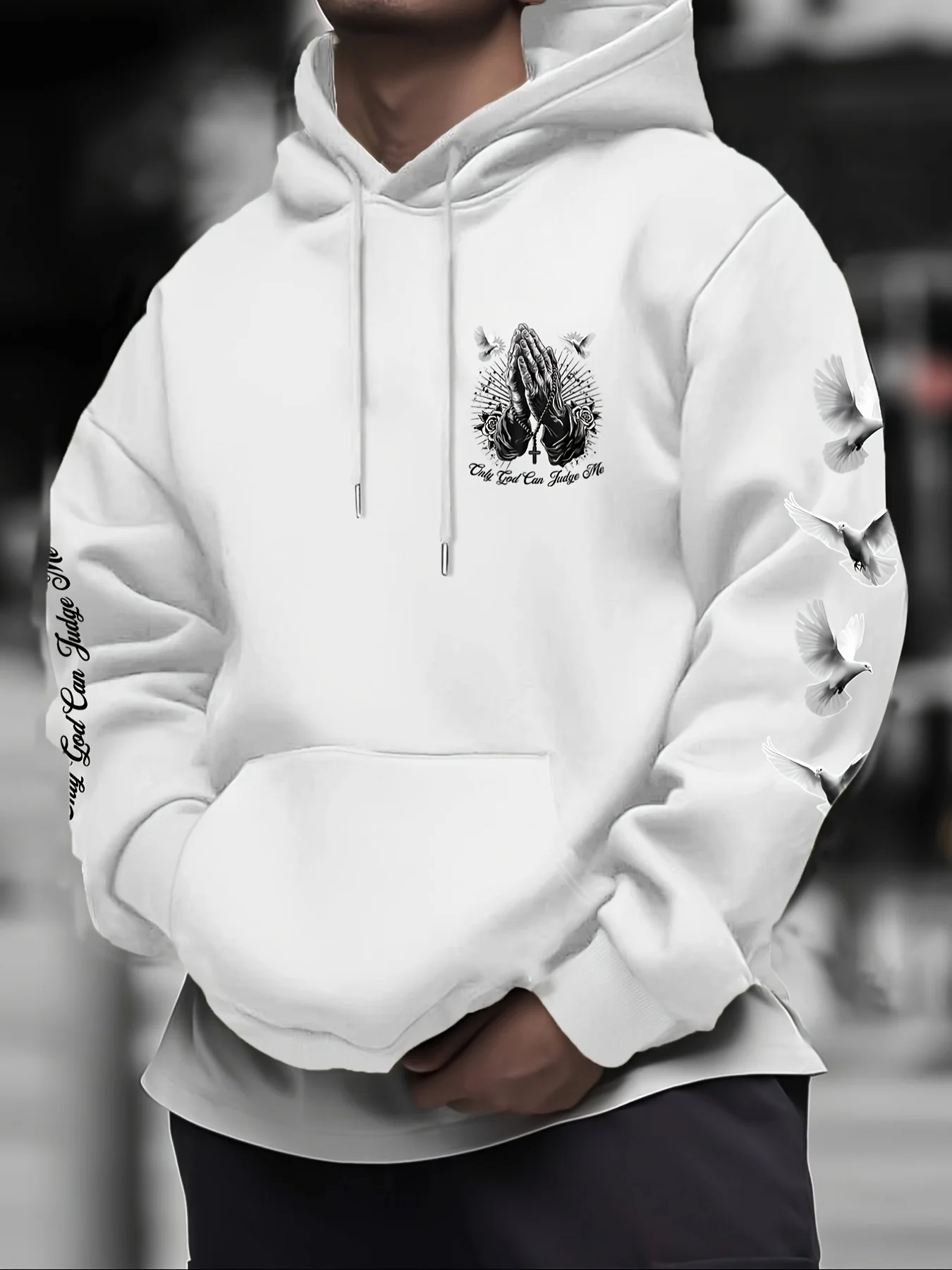 New model: men’s hooded long-sleeve loose-fitting casual printed basic sweatshirt. Perfect for young people in spring, summer, a