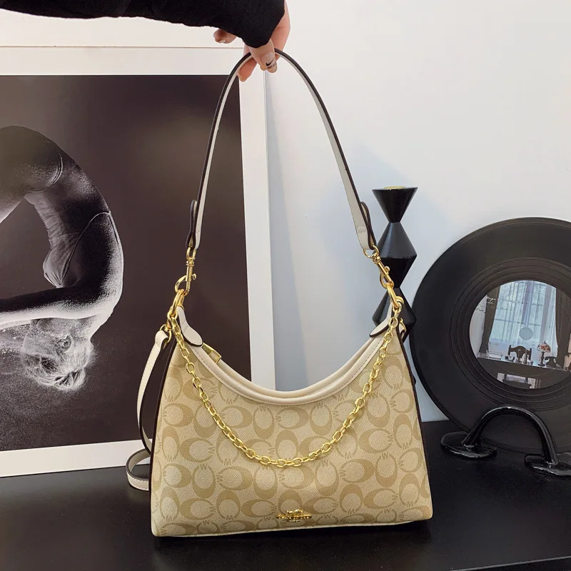 

Сумка-полумесяц - Женская сумка с ретро-принтом - Женская сумка через плечо - Сумка-кроссбоди - Модная