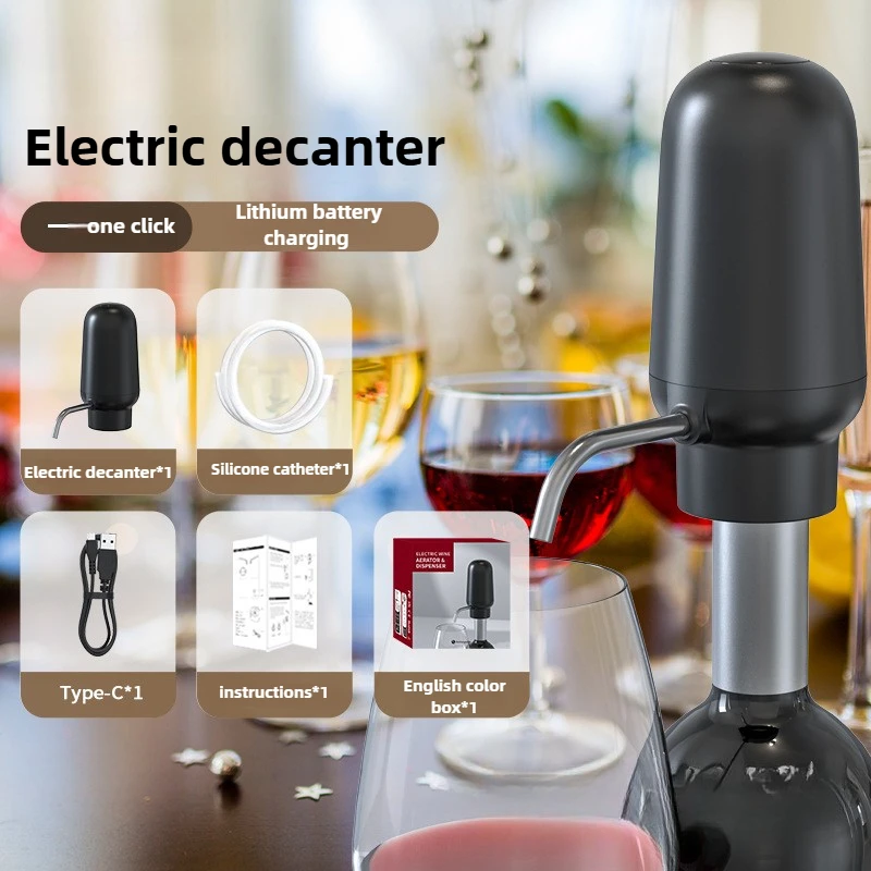 Dispenser Aerator Anggur Isi Ulang Otomatis Satu Sentuhan Listrik Botol Anggur Dispenser Minuman Keras Set Aksesori Anggur Pesta Bar