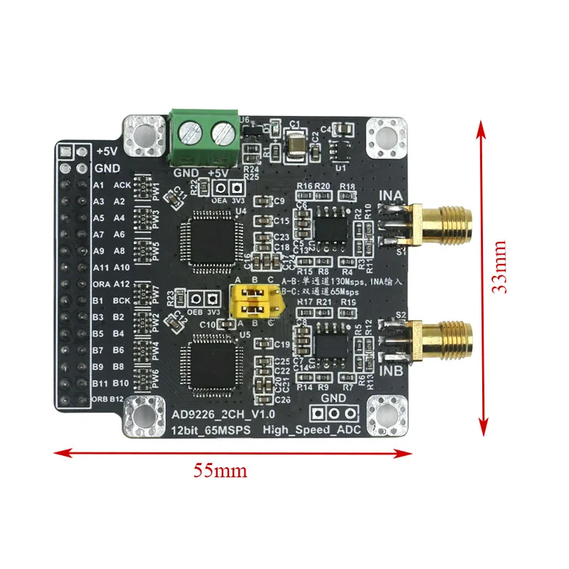 AD9226 High-Speed 12-Bit ADC Module 65MSPS Dual-Channel, 130MSPS Single-Channel Data Acquisition Board for FPGA MCU Oscilloscope