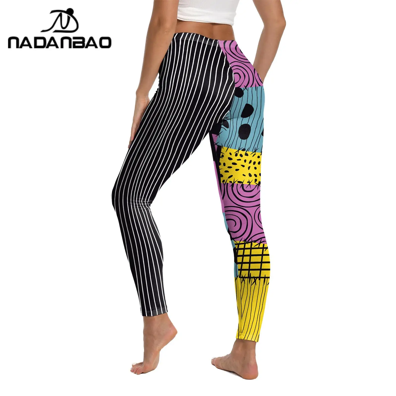 Nadanbao هالوين جاك سالي تأثيري طماق المرأة Y2K القوطية السراويل أنيمي فيلم أسود مخطط جوارب مثيرة اللياقة البدنية تجريب