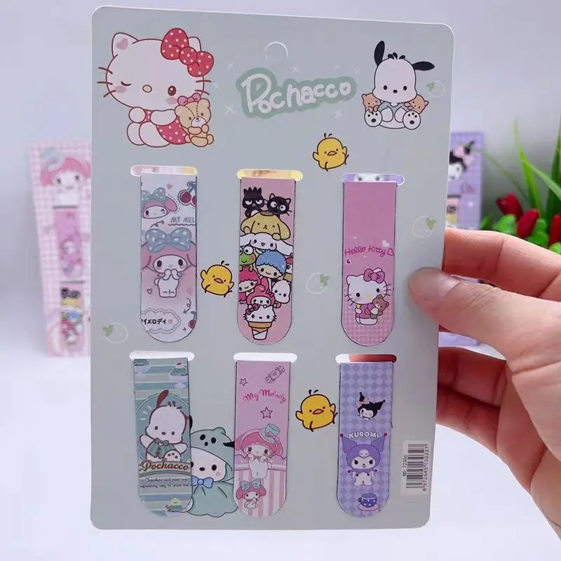 Sanrio Family Anime Creative Cute Gorgeous Bookmark Kuromi Melody Magnetic Bookmark Prizes Wholesale Student Stationery Office