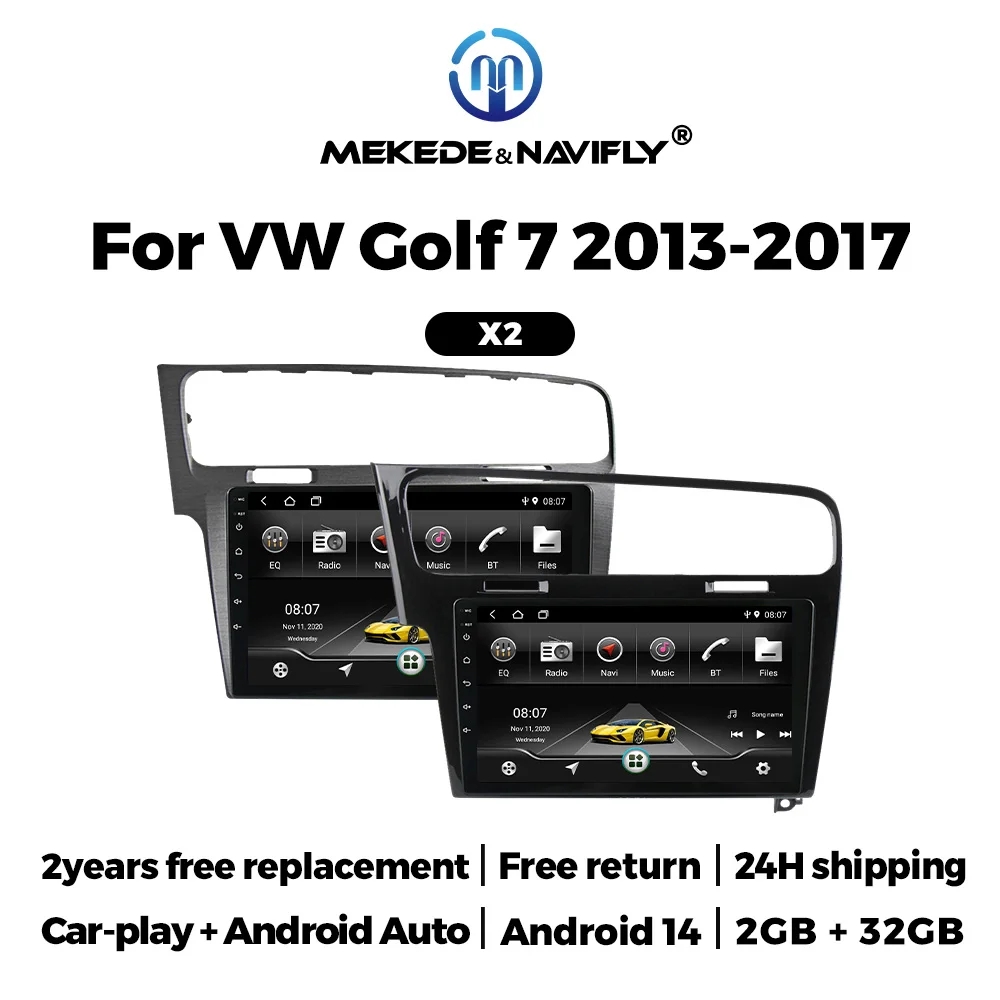 

MEKEDE 10"Car radio Android14 Multimedia Player for Volkswagen VW Golf 7 2013-2017 Wireless CarPlay +Android Auto Navigation GPS