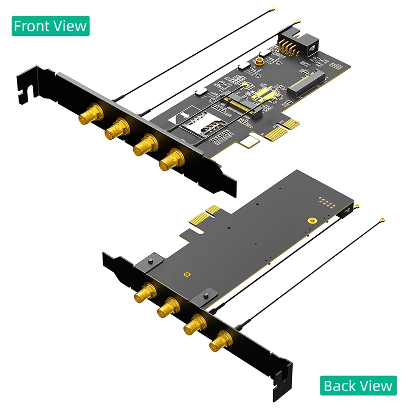 M.2 Key B 3G/4G Module + M.2 Key-A Wifi Card to PCI Express X1 Expansion Card SIM Slot 3G/4G Bluetooth Signal 9-Pin Cable for PC