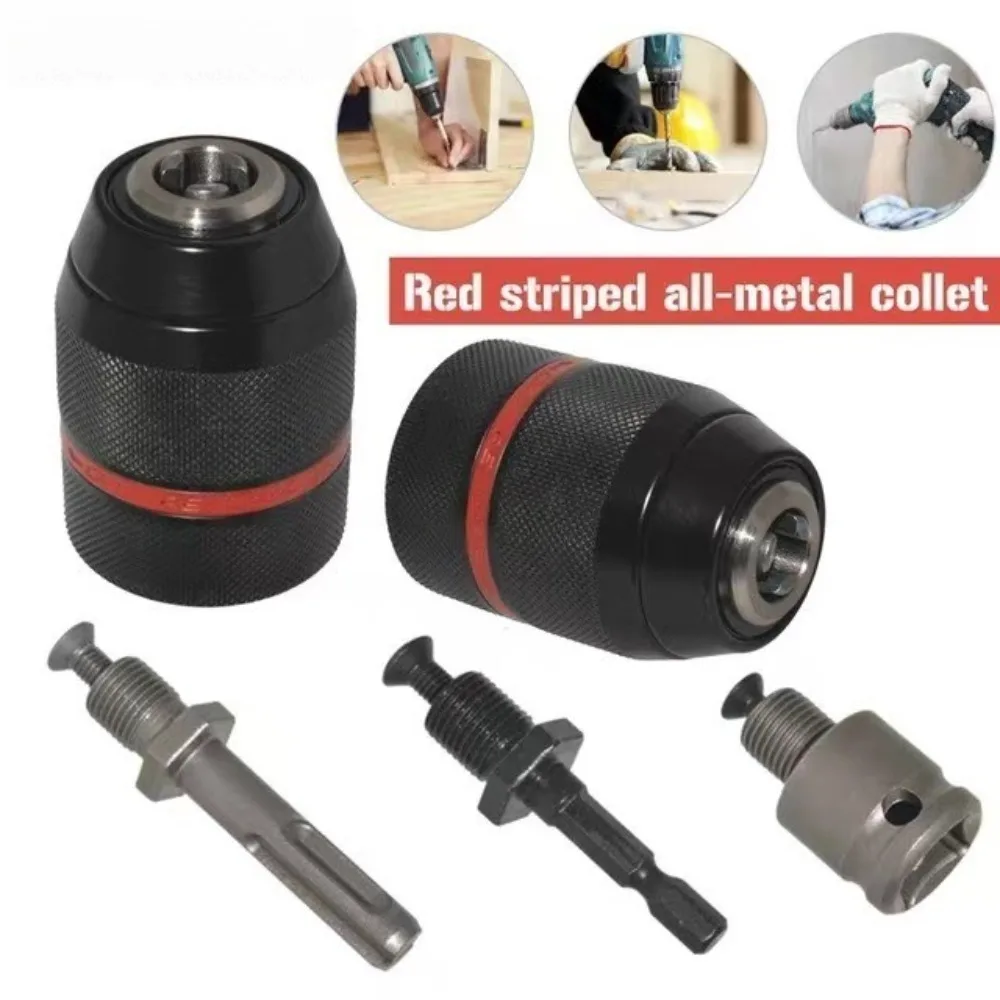 2-13mm Threaded Keyless Metal Hex Shank Drill Chuck Square Quick Grip Adapter Drill Bit Screwdriver Tap Socket Chuck