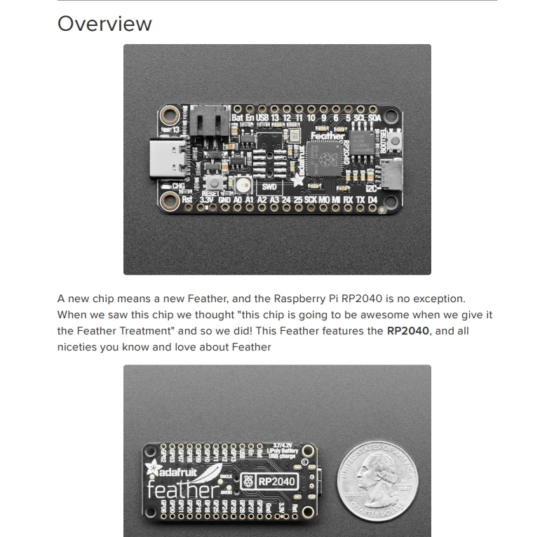 4884 ARM Feather RP2040 ARM Cortex M0+ Development Boards Kits
