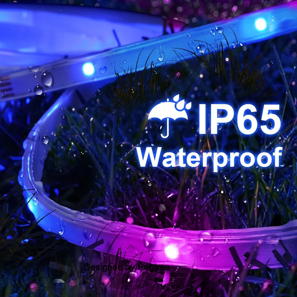 Outdoor Waterproof LED Strip Lights,Music Sync RGB IP68 Led Lights with App and Remote, RGB Light Strip for Balcony,Roof,Garden