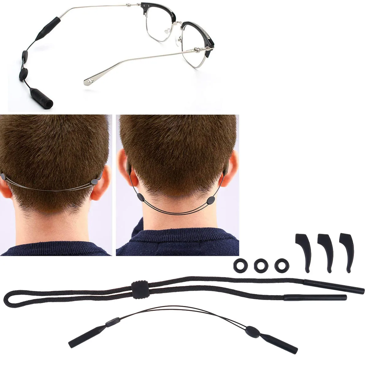 16 قطعة من حزام النظارات المضاد للانزلاق خفيف الوزن المحمول حبل النظارات للاستخدام اليومي ملحقات غير قابلة للانزلاق معدات حماية العمل #1